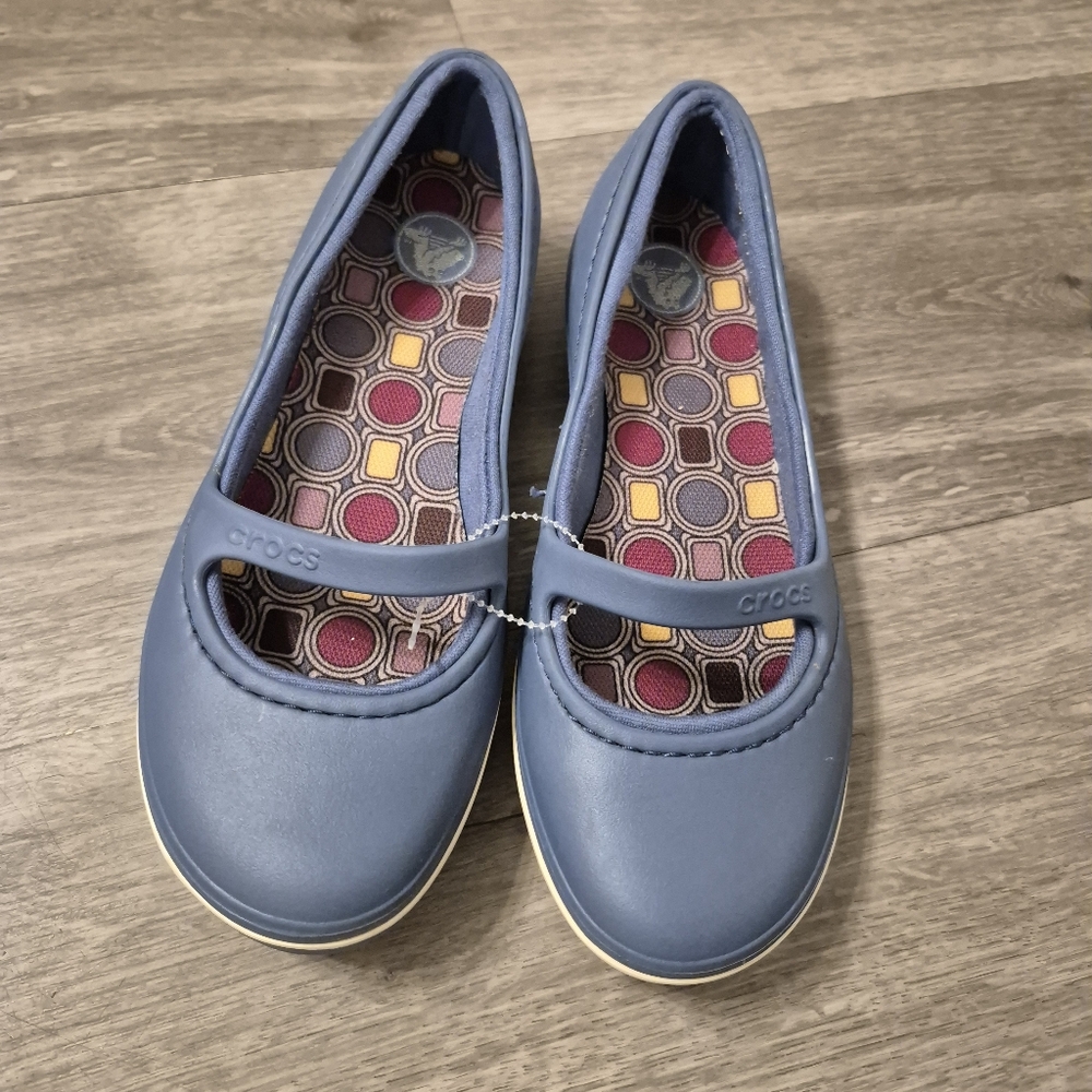 CROCS Blue Mary Jane Slip On Shoes Womens Size 7 Dainty